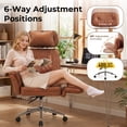 thumbnail image 4 of Big and Tall Executive Office Chair - Scratch-Resistant, Ergonomic Desk Chair with 6-Adjustable Armrests, 400lbs, Criss Cross Leather High Back Gaming Chair for Home Office, Brown, 4 of 8