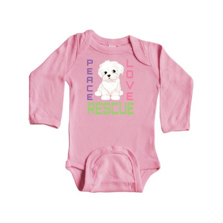 

Inktastic Rescue Dogs Peace Love Rescue Gift Baby Girl Long Sleeve Bodysuit