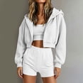 thumbnail image 5 of WAGUTH 2 Piece Sets for Women Cropped Full-Zip Drawstring Hooded Jacket & Elastic High Waist Shorts with Pockets Casual Loungewear Tracksuit, 5 of 6