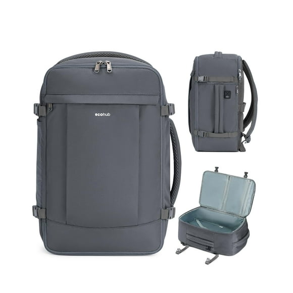 Mochila ECOHUB Travel de 30 litros con carga USB para portátil de 15,6 pulgadas, color gris