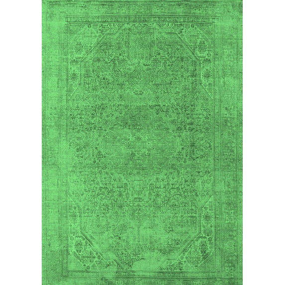 Ahgly Company Indoor Rectangle Oriental Emerald Green Industrial Area Rugs, 7' x 9'