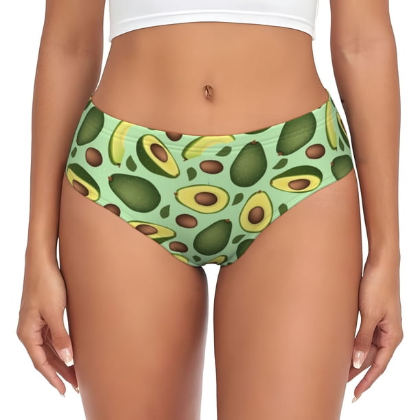 Balery Avocado With Seeds Ropa Interior de Algodón para Mujer con Dibujo – Braguitas Cómodas y Elásticas, Estilo Clásico-X-Large