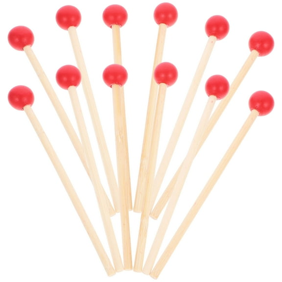 Raindrops 12 Pcs Wooden Piano Hammer Xylophone Mallets for Kids Toys Toddler Child Red