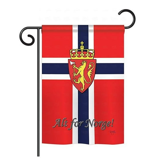 Breeze Decor BD-CY-GS-108092-IP-BO-D-US13-BD 13 x 18.5 in. Norway Flags of the World Nationality Impressions Decorative Vertical Double Sided Garden Flag Set with Banner Pole
