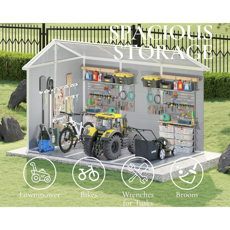 Jocisland 10.5 x 7.6 x 7.5 ft Resin Storage Shed with Floor, Vents