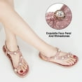 thumbnail image 3 of Ecetana Womens Flat Sandals Rhinestone Pearl Beach Sandals Clip Toe Summer Sandals for Women, 3 of 5