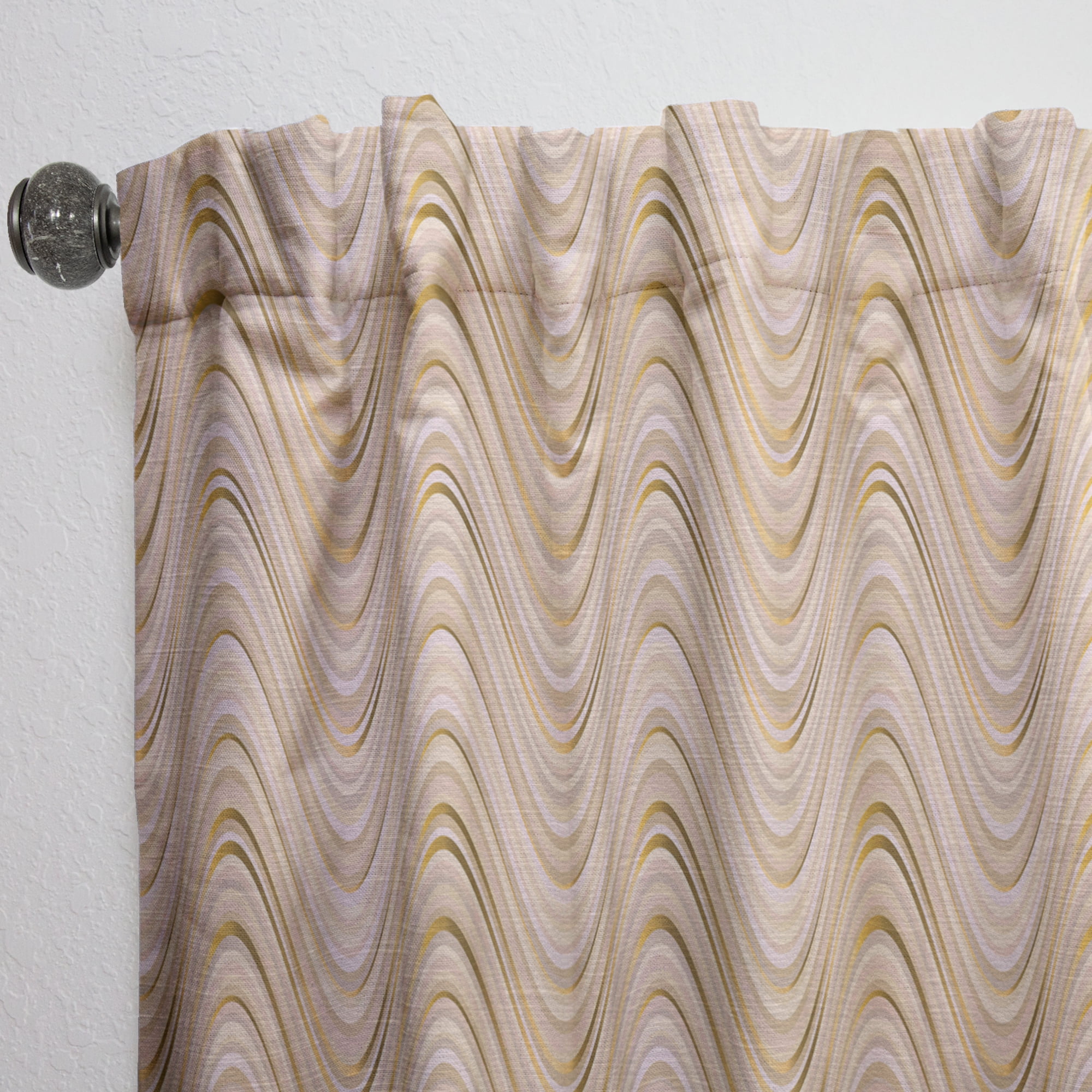 Designart 'Abstract Beige Luxury Waves' Mid-Century Modern Curtain Panel