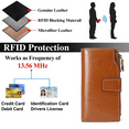 thumbnail image 2 of Woaeety Women Leather Wallets RFID Blocking Clutch Card Holder Ladies Purse with Zipper Pocket-Retro Brown, 2 of 14