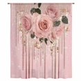 thumbnail image 2 of Pink Roses Romantic Sheer Curtains 72 Inches Long, Watercolor Botanical Floral Light Filering Curtains, Breathable Simi Curtain Privacy Drapes for Living Room Bedroom Lightweight Window Treatment, 2 of 9