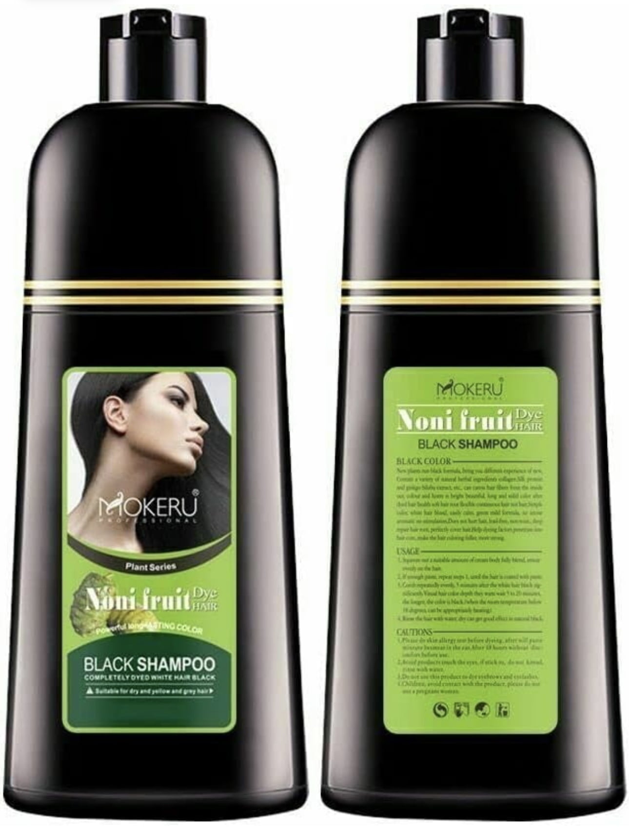 ORGANIC MOKERU NONI PLANT BLACK Professional Oil Hair Dye Color Shampoo 500 ML: Instant Fast Acting Long Lasting Hair Color Shampoo for Gray Hair Magic Hair Dye Shampoo Colors Hair in Minutes–Long Las