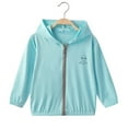 thumbnail image 4 of Xfvqtps Kids Children Cooling Sun Protection Jacket Hoodie Zip up Long Sleeve Solid Color Cute Elephant Print Lightweight Summer Thin Tops for Camping Hiking Cycling Running 2-12Y Light Blue, 4 of 7