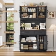 thumbnail image 3 of Homfa 74"H Pantry Cabinet with Hutch, Tall Kitchen Storage Cabinet with Microwave Stand and Drawers for Living Room, Dining Room, Black, 3 of 7