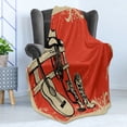 thumbnail image 4 of Western Soft Flannel Fleece Blanket, Image of Wild West Elements with Country Music Guitar and Cowboy Boots Retro Art, Cozy Plush for Indoor and Outdoor Use, 50" x 60", Beige Orange, by Ambesonne, 4 of 5