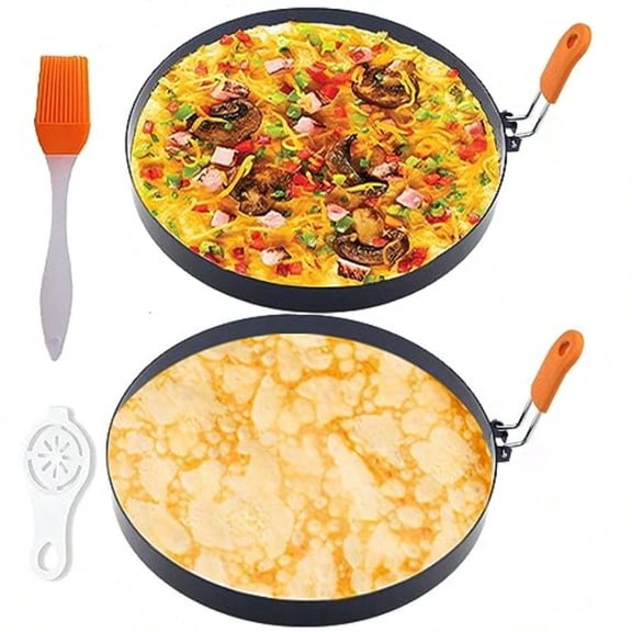 Large 2 Packs 8" Omelette Ring for GriddleStainless Steel 8 Inch Griddle Omelet Rings Non-Stick Pancake Egg Ring Round Omelette Rings Omelet Mold Muffin Mold Silicone Handle