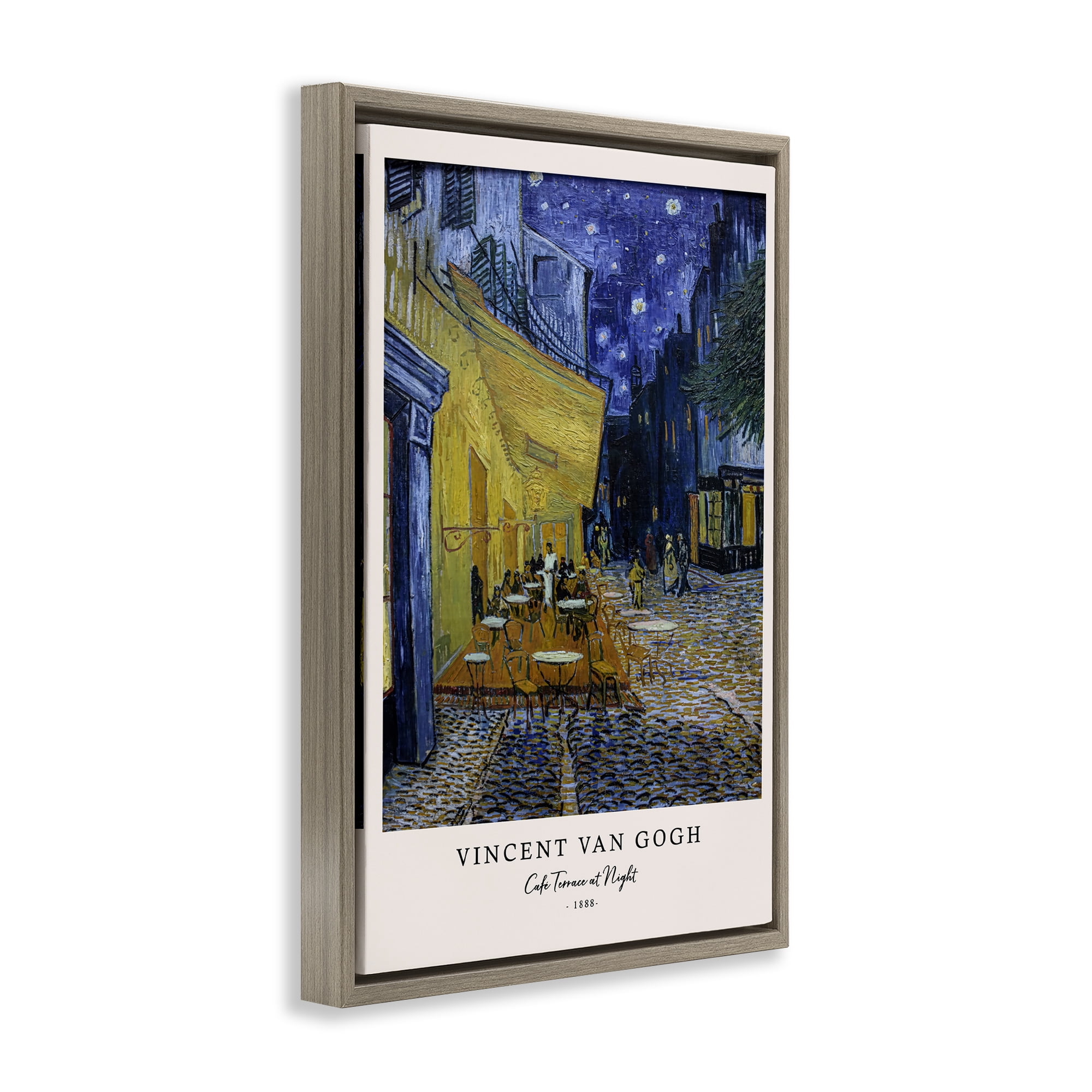 Stupell Industries Classic Cafe Terrace At Night Brown Framed Floater Canvas Wall Art, design by Vintage Hustle