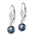 thumbnail image 2 of FB Jewels Sterling Silver 6-7mm Black FW Cultured Pearl Leverback Earrings, 2 of 3
