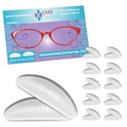 GMS Optical Adhesive Silicone Nose Pads for Glasses  18mm Length, 1.3mm Thin, Anti-Slip Contour, 10 Pairs (5 Pair x 2 Pack, Clear)