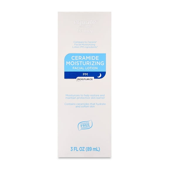 Equate Ceramide Moisturizing PM Facial Lotion, 3 fl oz, Compare to Cerave Facial Moisturizing Lotion PM