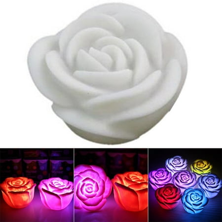 

Romantic Changing LED Floating Rose Flower Candle Night Light Wedding Decoration