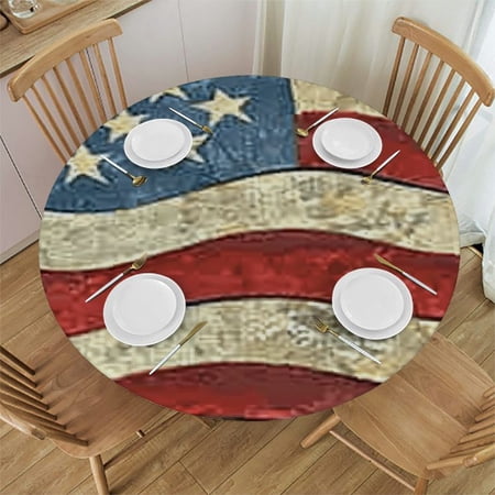 BANET Round Tablecloth Circular Table Cover 4Th of July for Buffet Table Home Parties Holiday Dinner 38 -42