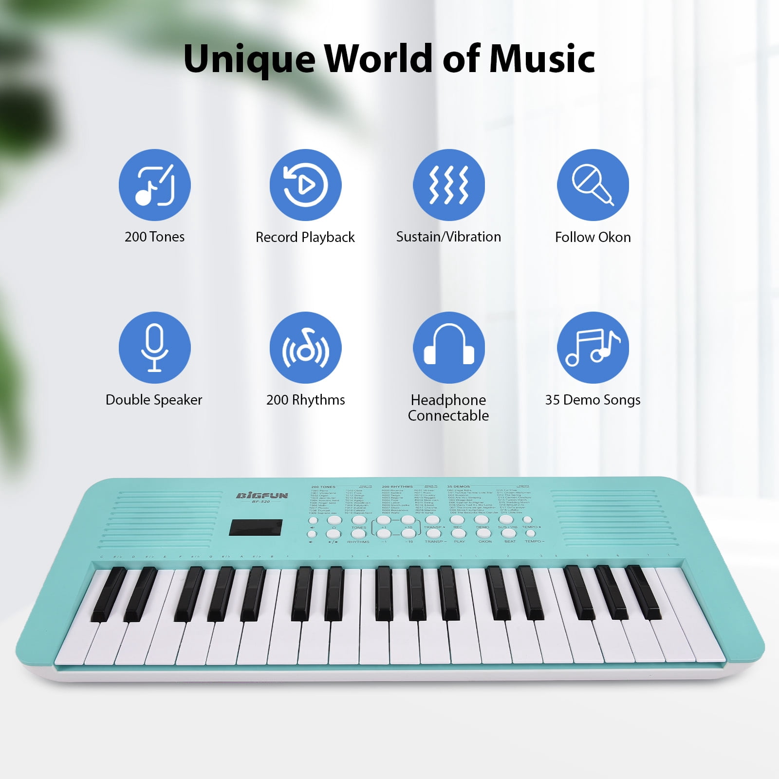 electric piano For 37 Key Electronic Keyboard Piano 200 Tones 200 Rhythms 35 Demos Musical Instrument with Microphone Dual Power Mode Portable Music Piano Keyboard Gift for Beginners Keyboards