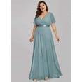 thumbnail image 1 of Robes de Soirée Grande Taille Longues Élégantes Ligne A Col en V Volants Mousseline Formelle Mariage Fête Robe de Soirée, 1 of 8