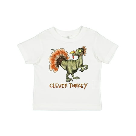 

Inktastic Clever Turkey Thanksgiving Dinosaur Gift Toddler Boy or Toddler Girl T-Shirt