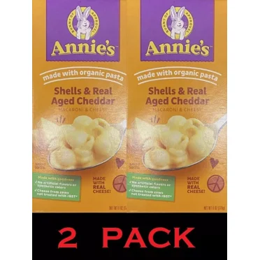 Annie's Macaroni & Cheese Shells Real Aged Cheddar With Organic Pasta 6oz 2 PACK