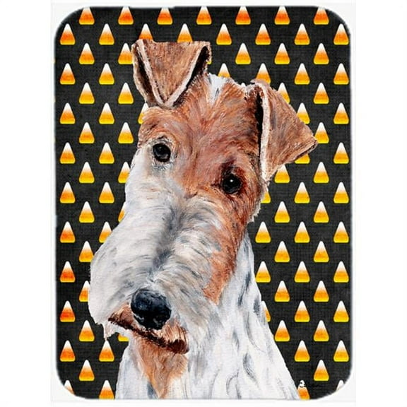 Wire Fox Terrier Candy Corn Halloween Mouse Pad, Hot Pad Or Trivet, 7.75 x 9.25 In.