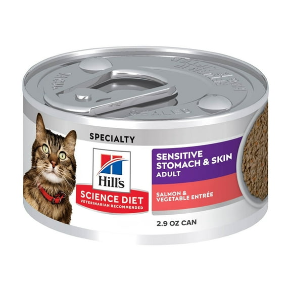 Hill's Science Diet Sensitive Stomach & Skin Salmon & Vegetable Wet Cat Food, 2.9oz Can 24pk