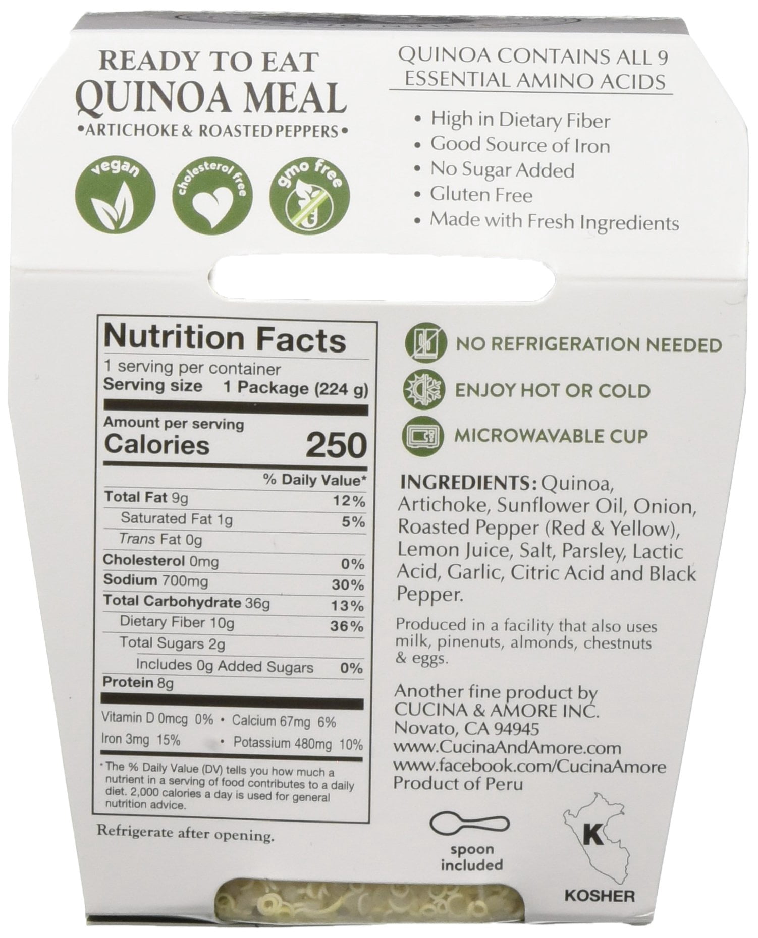 Cucina & Amore Quinoa Meal Artichoke & Roasted Pepper 7.9oz, Pack of 6