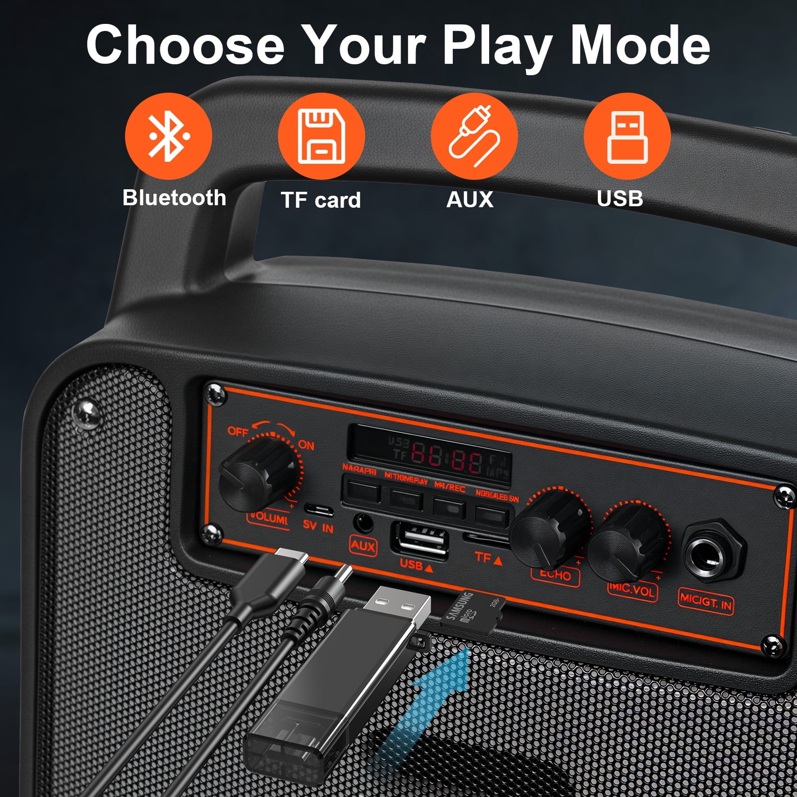 VILINICE Bluetooth Rechargeable Speaker, Portable Speaker with Microphone, Speaker for Home Outdoor Party Camping, Support RGB/TWS/FM