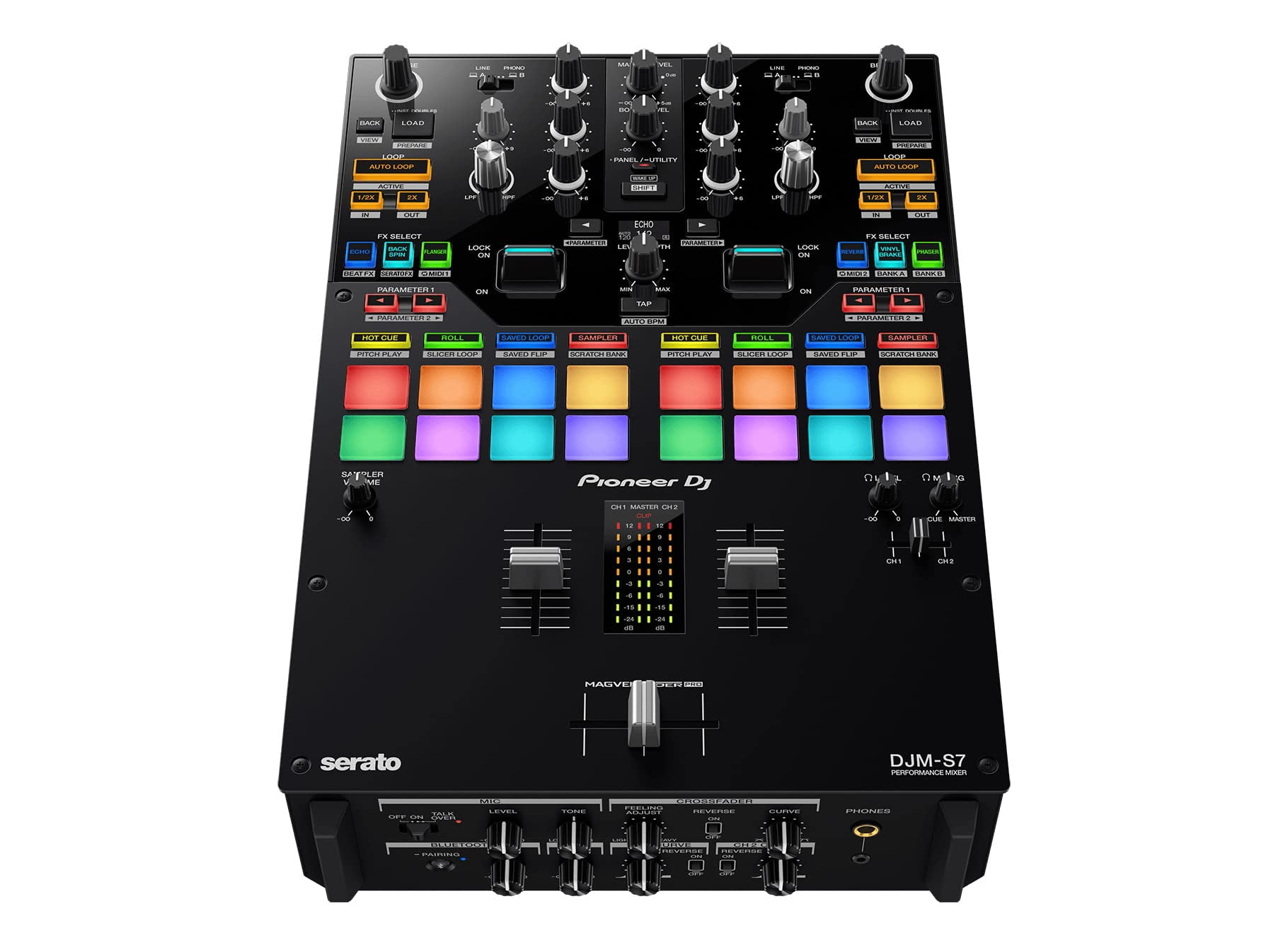 Pioneer DJM-S7 DJ Mixer - Bundle with Stand, Headphones, and Austin Bazaar Polishing Cloth