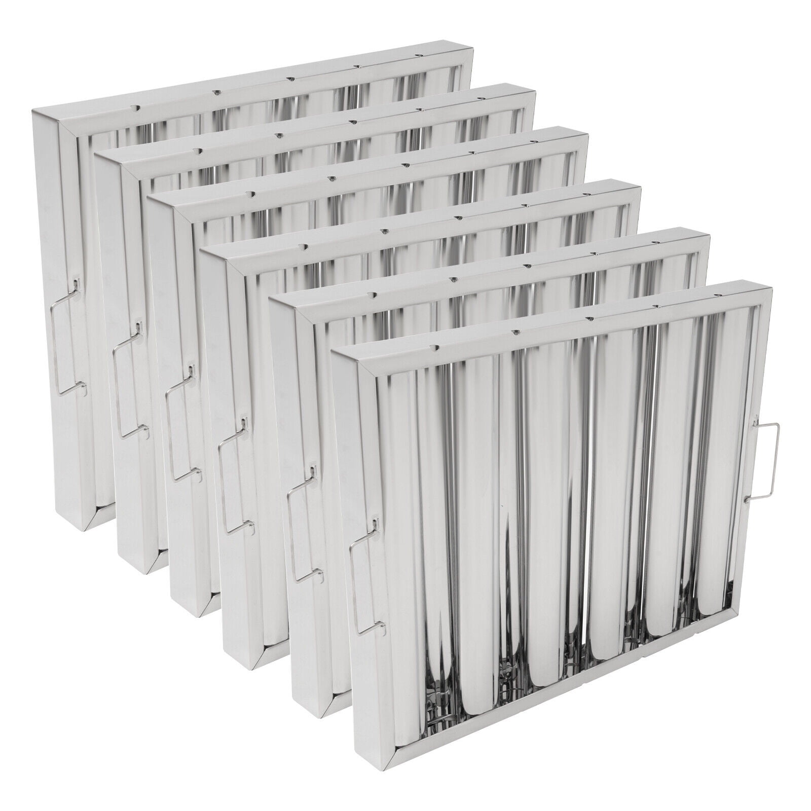 6Pcs Hood Filters Stainless Steel Commercial Exhaust Hood Vent Grease Filter Baffle