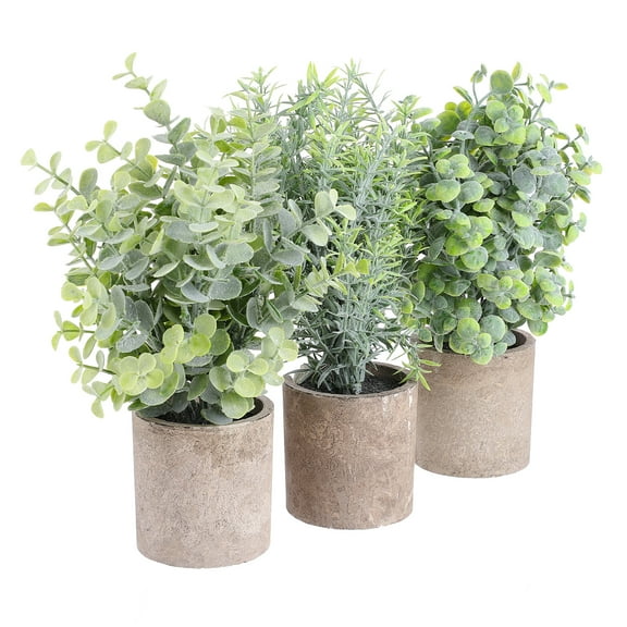 WESIEVYA Potted Greenery Green Pulp Plastic 3Pcs 9.82x2.95x2.95 In