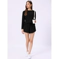 thumbnail image 3 of DARING DIVA Women's Long Sleeve Elastic Waistband Top and Shorts Lounge Set XS Black, 3 of 7