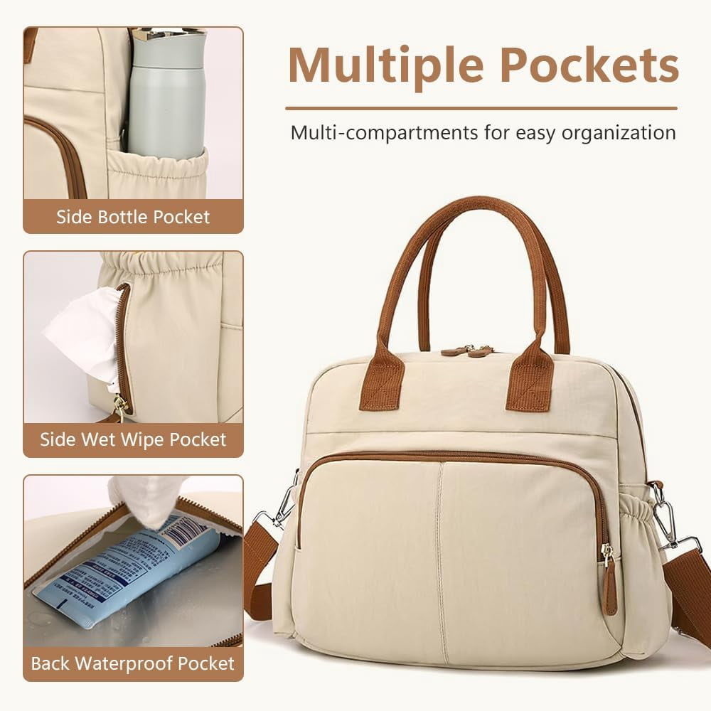 Sunyuer Diaper Bag Tote, Travel Stylish Mommy Bag with Stroller Clips, Large Capacity Hospital Bag for Labor and Delivery