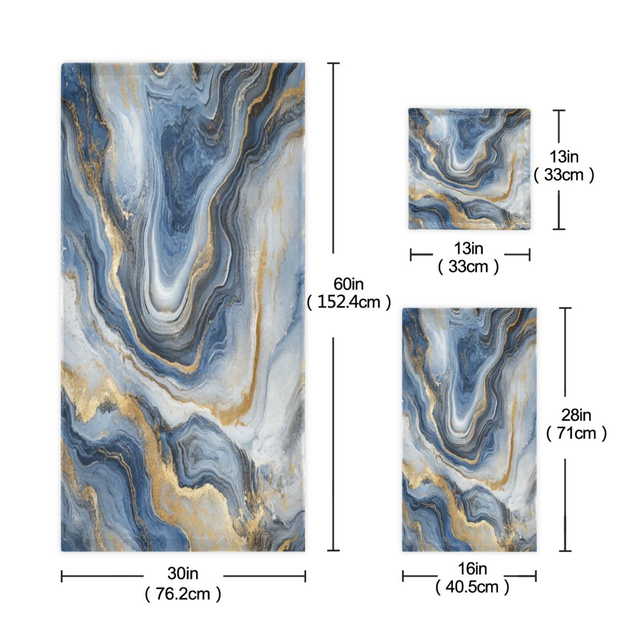 Three-Piece Towel Set Face Towel Towel Set Hand Towel Bath Towel Cotton Bath Towels Bath Towel Sets Hand Bath Towels Blue Marble