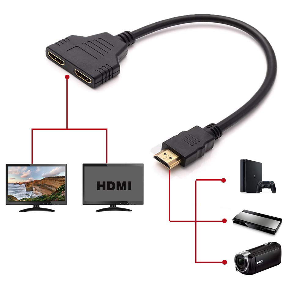 Zelic Clearance HDMI Male To Dual HDMI Female 1 to 2 Way Splitter Adapter  For HD TV Hot DH Hdtv Dvd Xbox Dual hdmi Hdmi splitter Hdmi splitter for