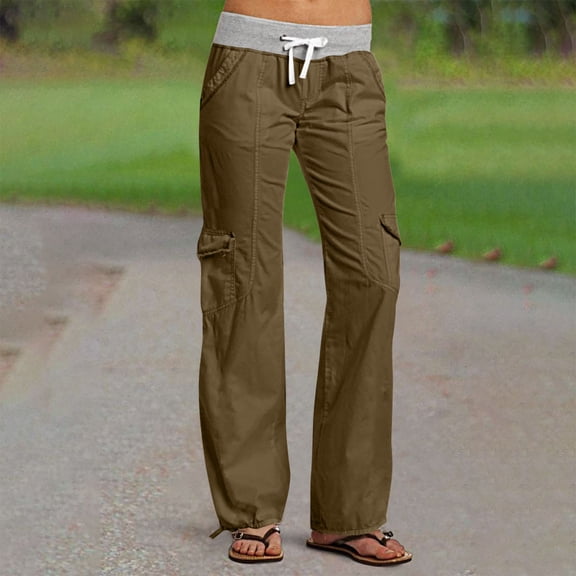 Wensltd Black Cargo Pants Women with Pockets High Waist Wide Leg Pants