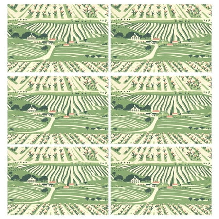 

Vineyard Landscape 6-Piece 12x18in Durable Place Mats Heat-Proof and Non-Slip