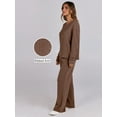 thumbnail image 4 of Luniro Lounge Sets for Women Fall Pajamas Set Ribbed Knit Long Sleeve Top Pants 2 Piece Outfits, 4 of 8