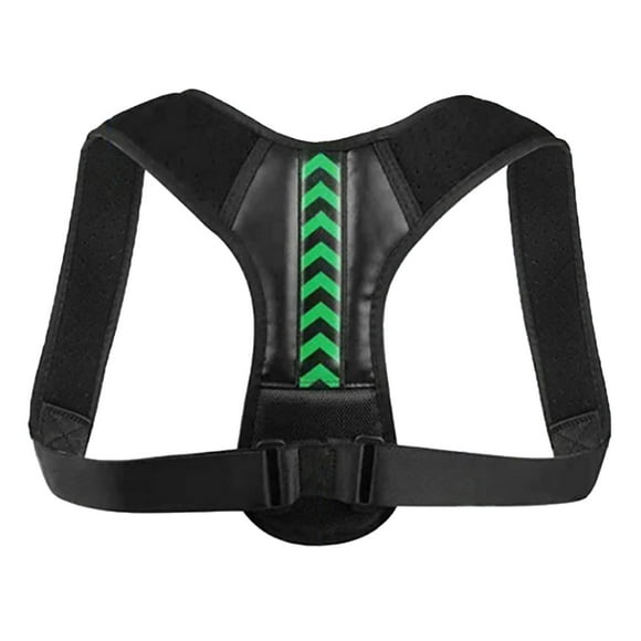 Posture Corrector Belt with Green Arrow Plastic Fish Bone Support Humpback Seated Corrector for Home Black L