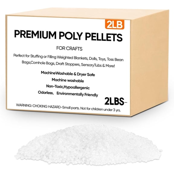 2 lb Poly Pellets Weighted Stuffing BeadsBean Bag Filler Beads,Plastic Pellets Weighted for Stuffed Animals,Poly for Bean Bags, Crafts,Doll and Blankets