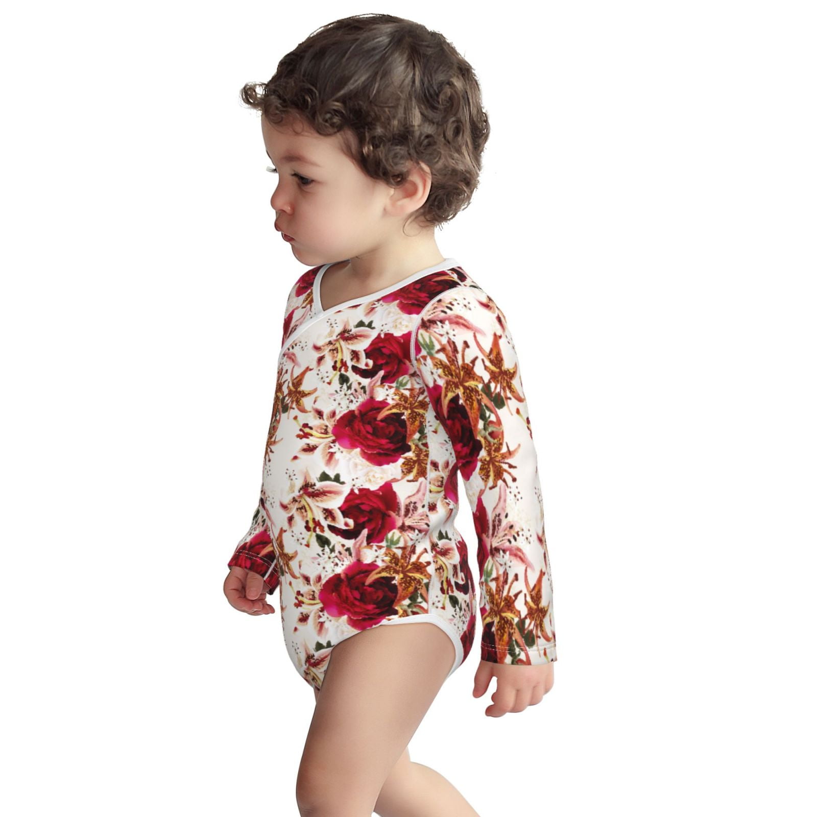 Xecao Lilies Flowers Print Baby unisex-baby Cotton Long-sleeve Bodysuits-2 Years