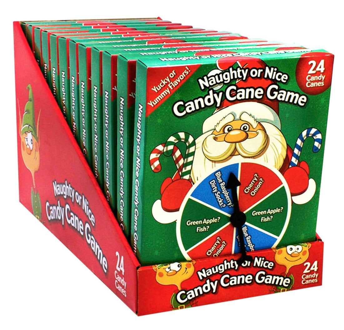Christmas Candy Canes Gag Gift Stocking Stuffer, 24ct Naughty & Nice Mini Holiday Candy Cane Game, 3.38 Ounce - 6 Count Display Box