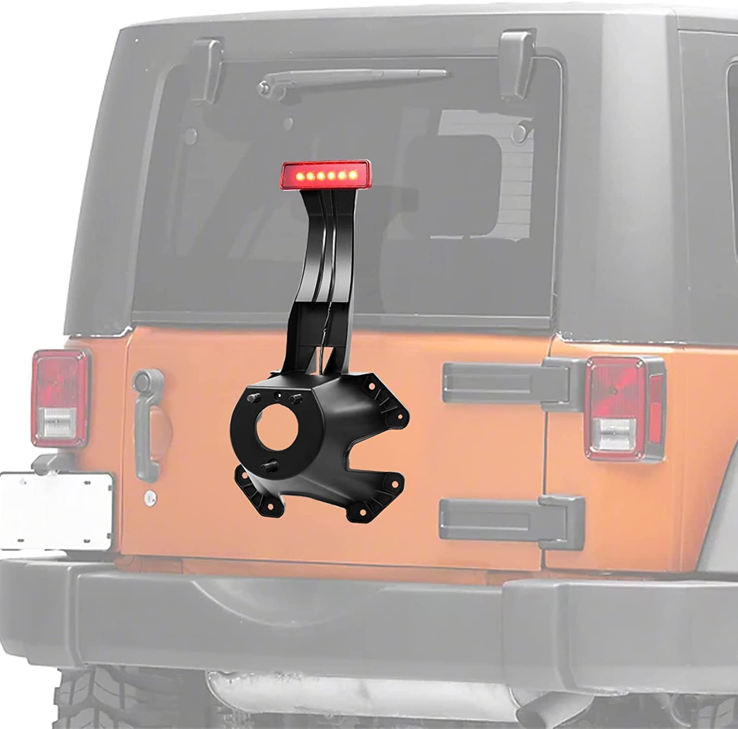 Spare Tire Holder Mounting Bracket Tire Carrier for Jeep Wrangler JK 07-18 With 3rd Third Brake Light Accessories Aluminum Alloy Tire Carrier Bracket