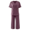 thumbnail image 4 of MSJUHEG Workout Sets for Women Matching Sets for Women Sets for Women Summer Work Outfits for Women Tank Crop Top Wide Leg Pants Set Linen Pants Women Two Piece Outfits Summer Purple M, 4 of 4