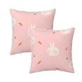 thumbnail image 1 of Velvet Decorative Throw Pillow Covers Set of 2, Soft Square Cushion Cover with Invisible Zipper Cute Rabbit Carrot Flower Printing, 20"x20", 1 of 7