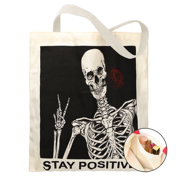 Aesthetic Cotton Tote Bag with Inner Pocket for Women, Large Capacity Cute Sturdy Reusable Lady Canvas Tote Bag for Vacation, Shopping, Grocery, Gym